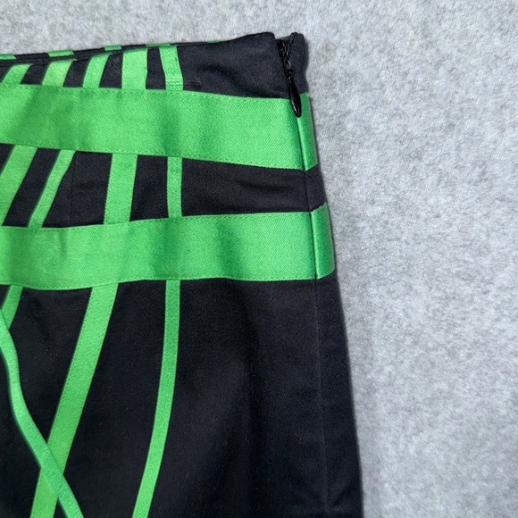 Carlisle Black Green Geometric Tape Pencil Skirt Women Size 4 Cotton Stretch - Picture 2 of 9